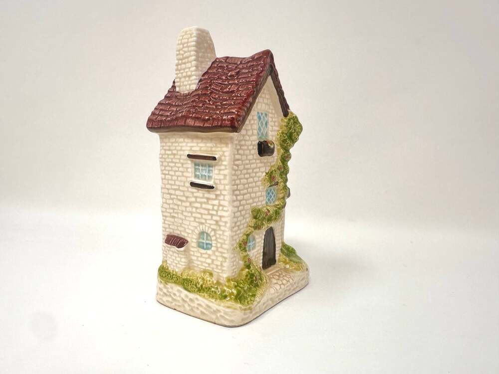 OTAGIRI Miniature Porcelain House English Style Cottage w/ Thatch Roof Vtg Japan